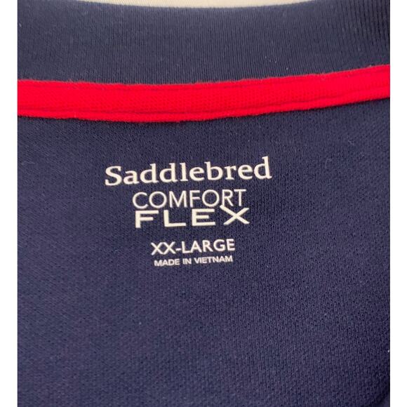 Lot of 3 Saddlebred Comfort Flex Mens Shirts XXL 2 Button Close White Blue Black - Picture 4 of 14